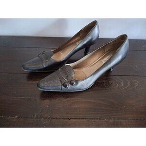 Victoria Spencer Black Leather "Sara Lee" Pumps/Pre-owned. Sz. 8.5M EUC